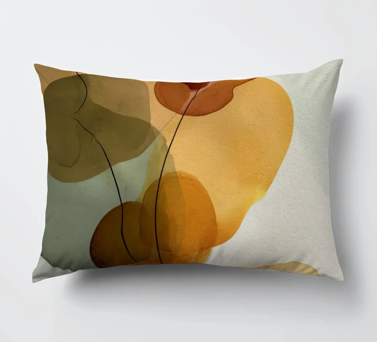 Composizione astratta minimalista arancione bruciato cuscino da Artbyvo