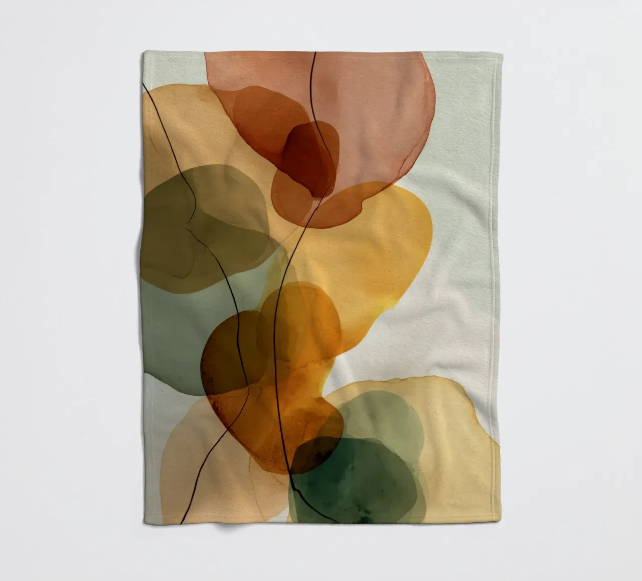 Burnt Orange Minimalist Abstract Composition fleece blanket by Artbyvo