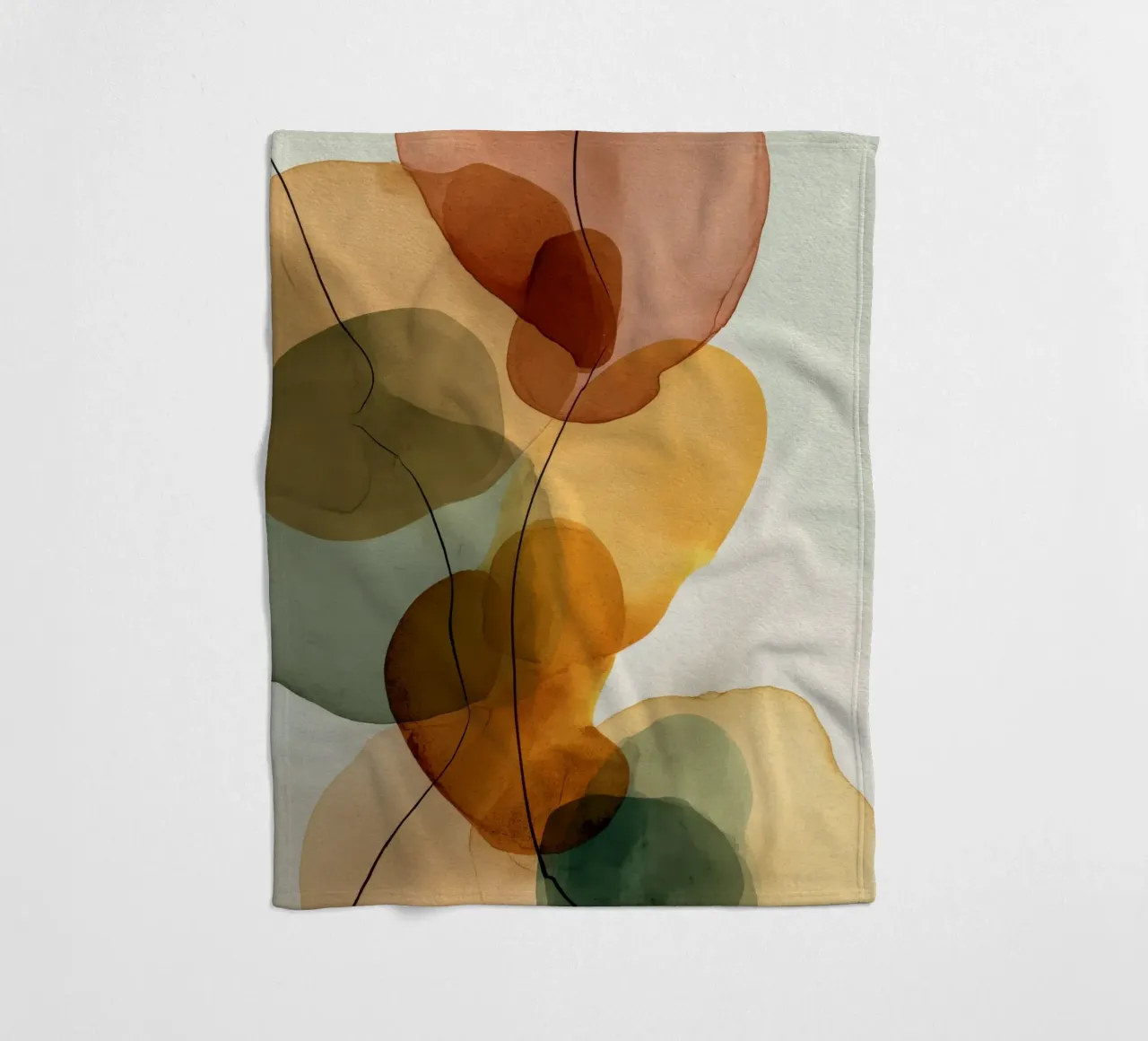 Burnt Orange Minimalist Abstract Composition fleece blanket by Artbyvo