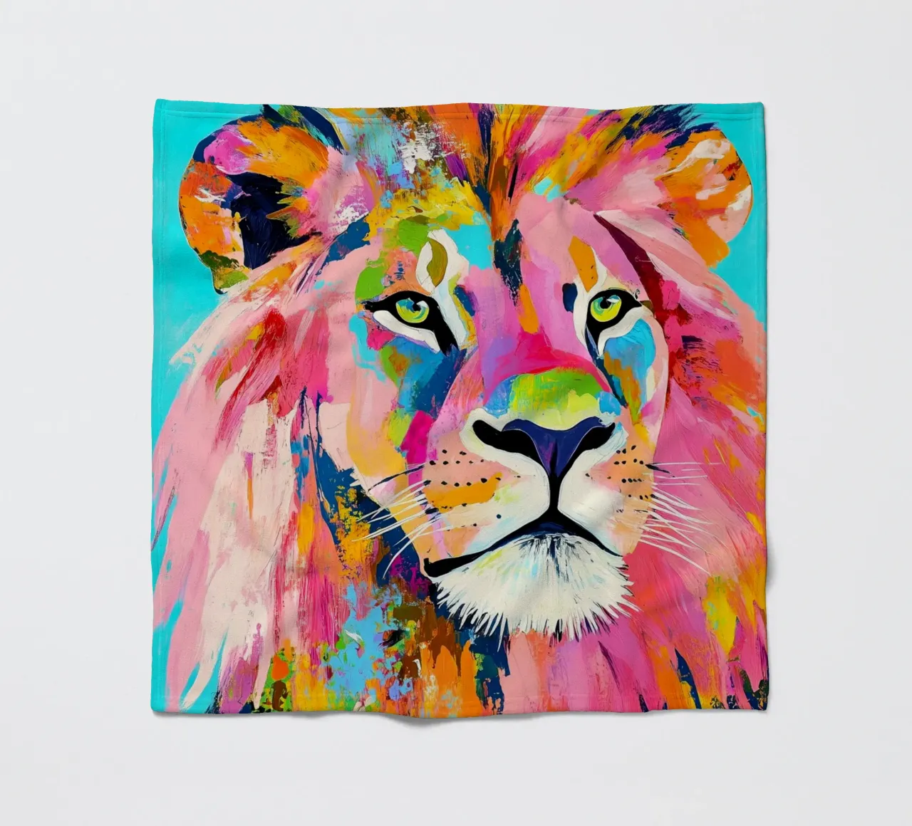 Lion animal art fleece blanket by Justyna Jaszke JBJart