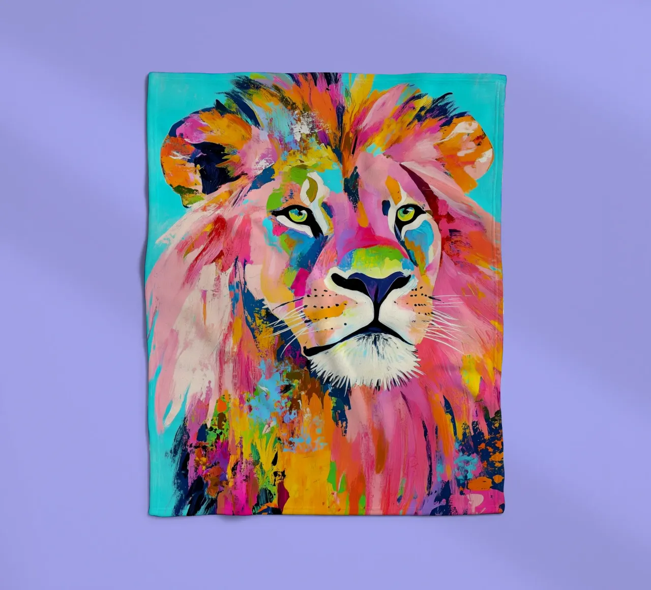 Lion animal art fleece blanket by Justyna Jaszke JBJart