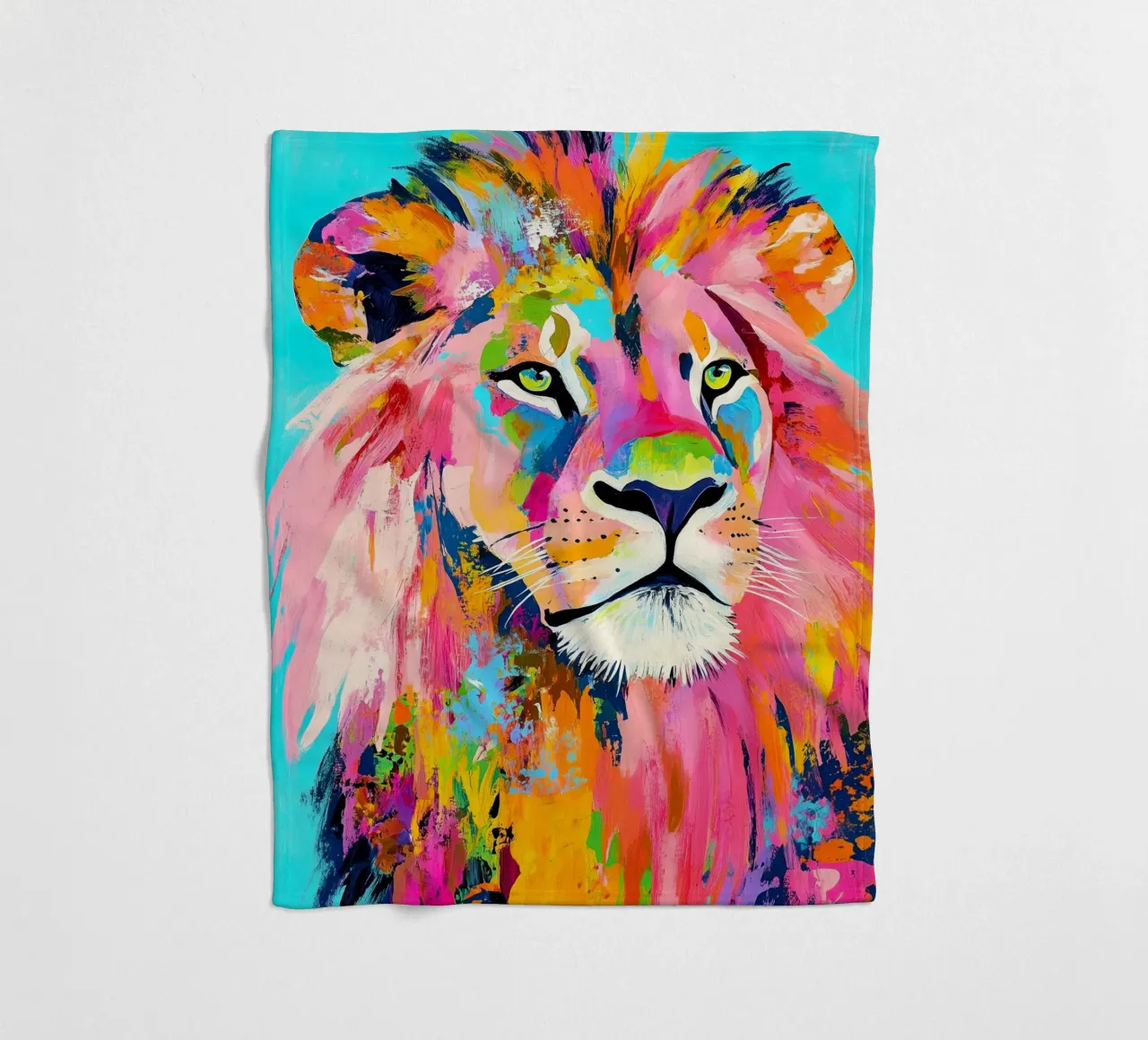 Lion animal art fleece blanket by Justyna Jaszke JBJart