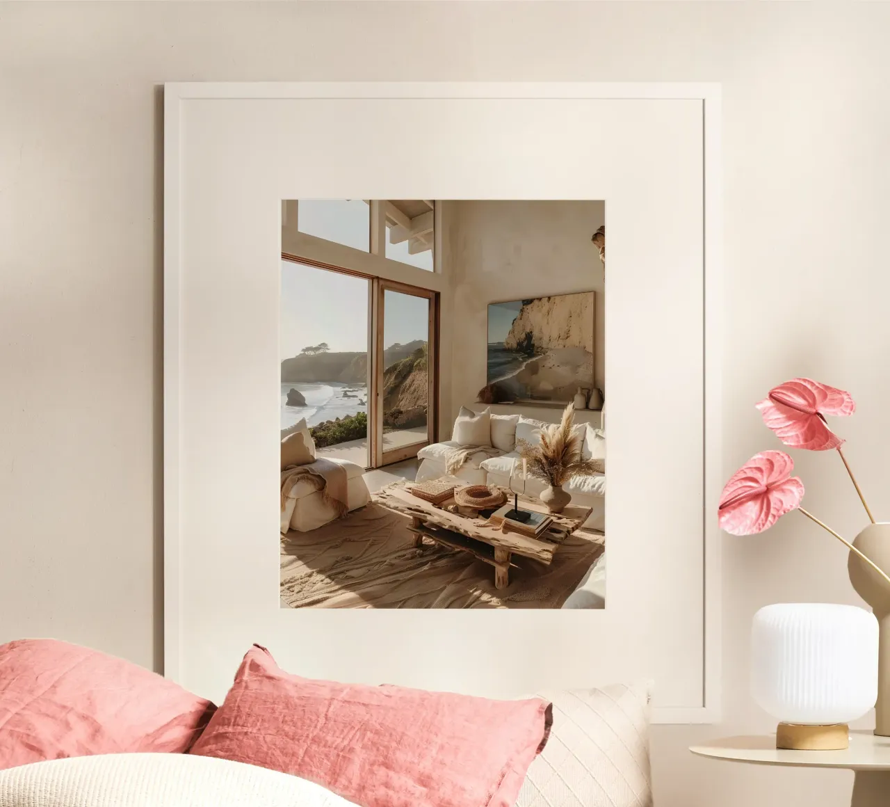 California Dreamscape poster with plastic frame by Wanderlust Vibes