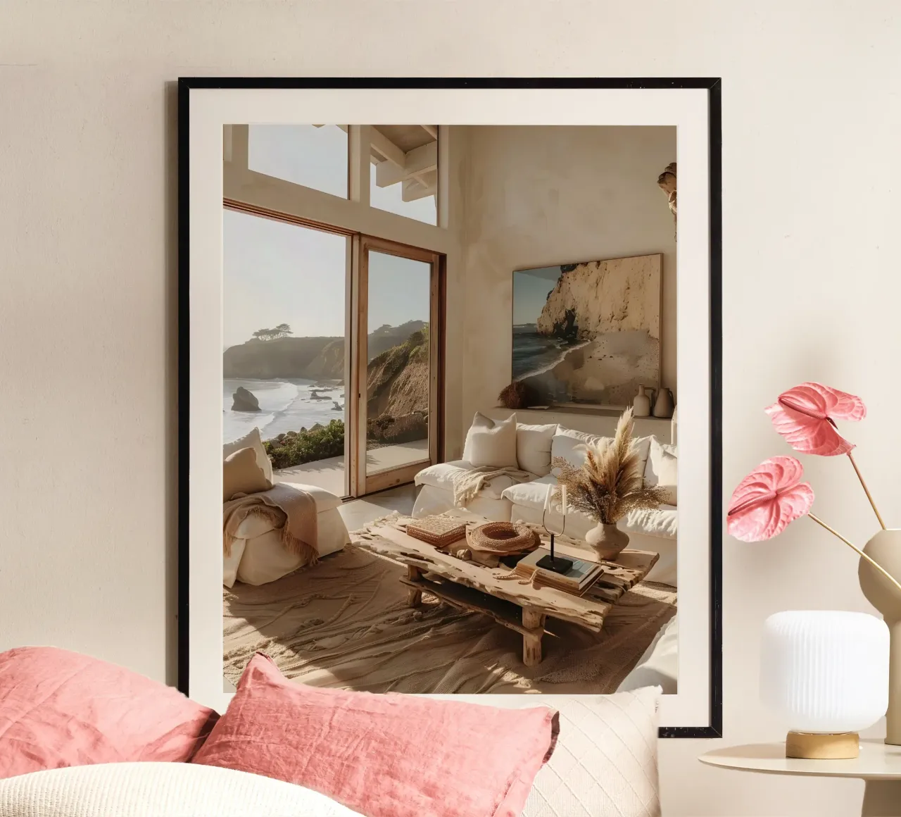 California Dreamscape poster with plastic frame by Wanderlust Vibes