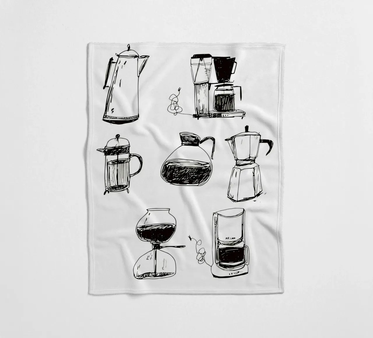 collection of drawn coffee coperta in pile da ramosashop