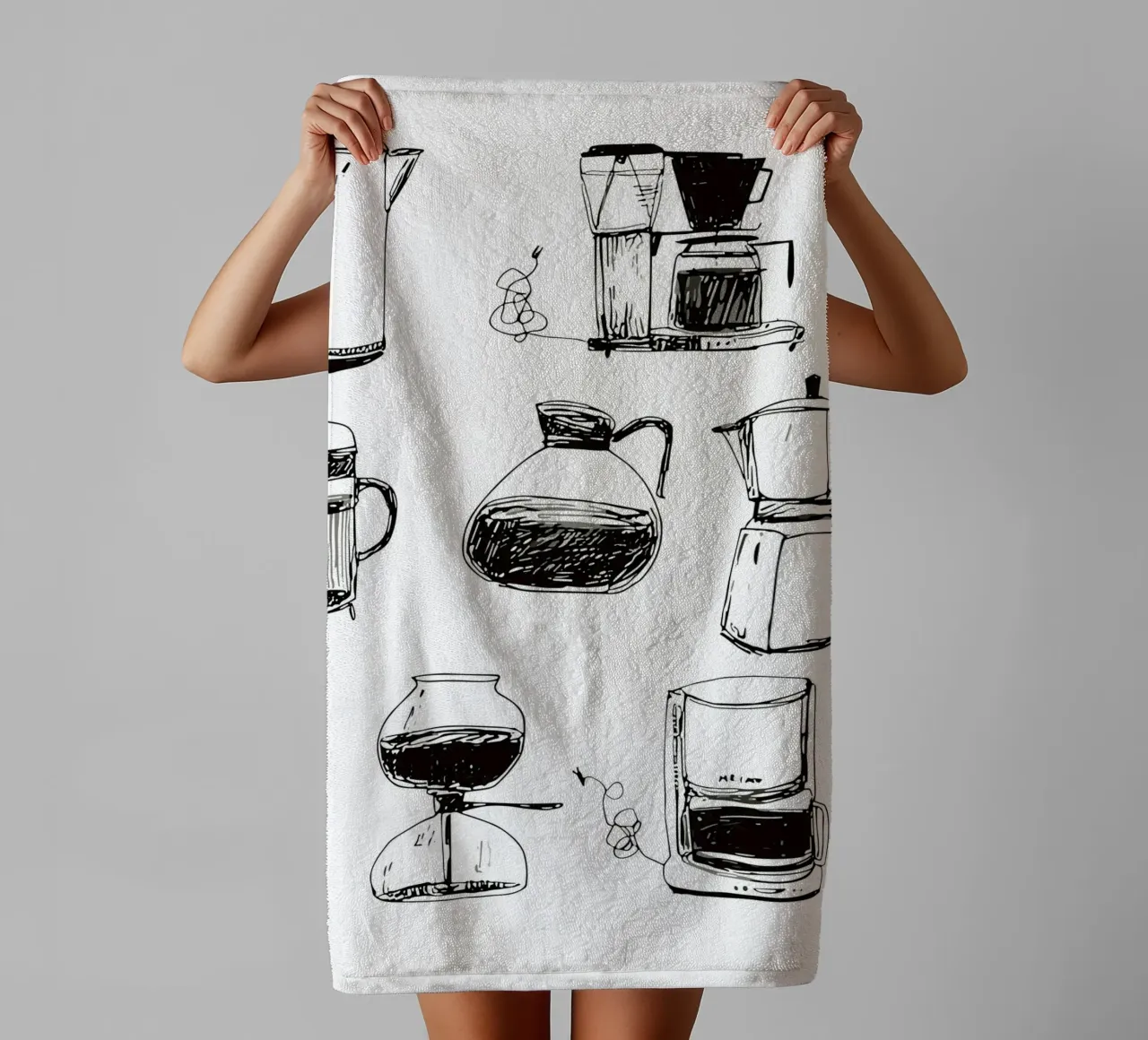 collection of drawn coffee asciugamano da bagno da ramosashop