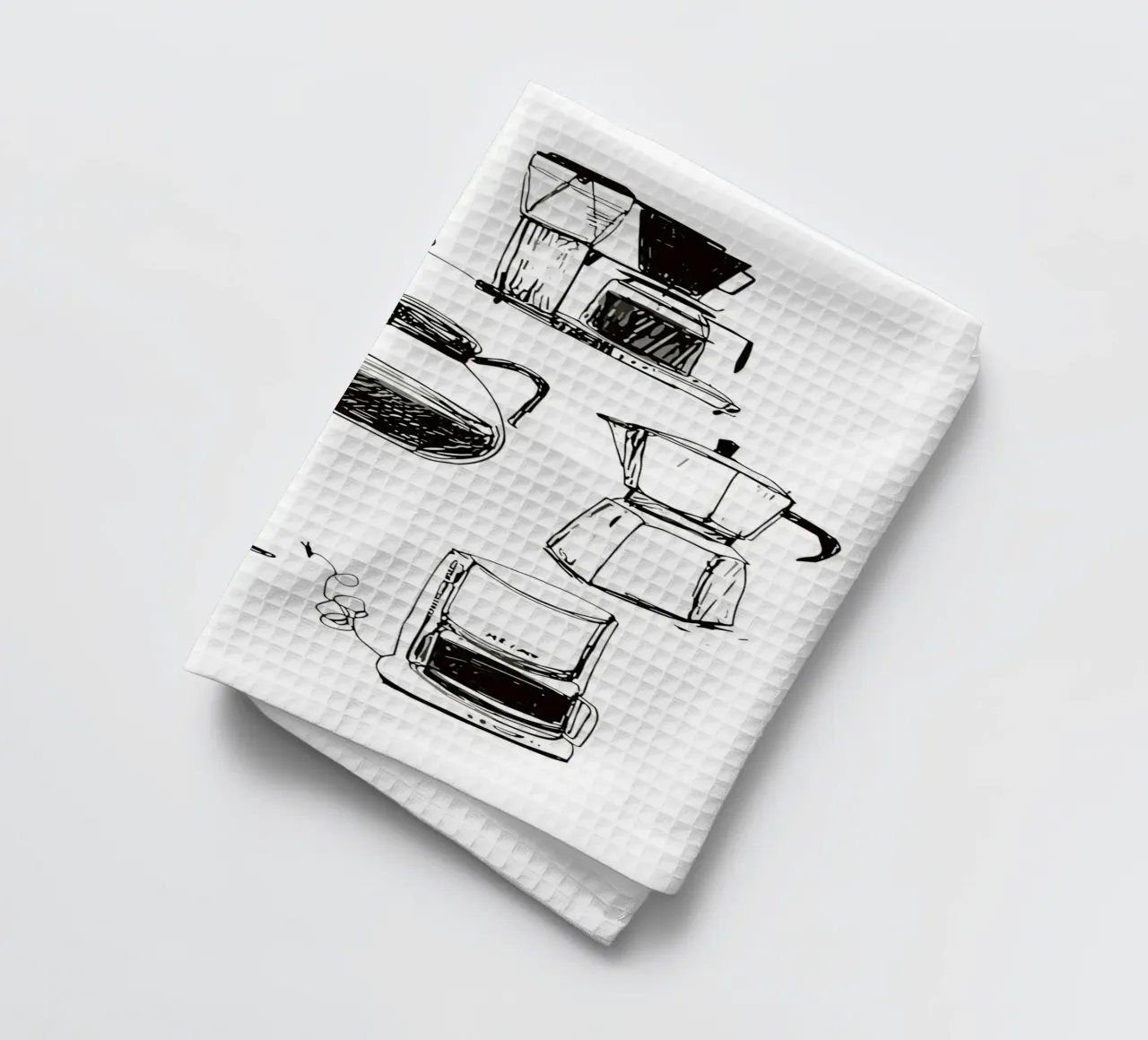 collection of drawn coffee canovaccio da cucina da ramosashop