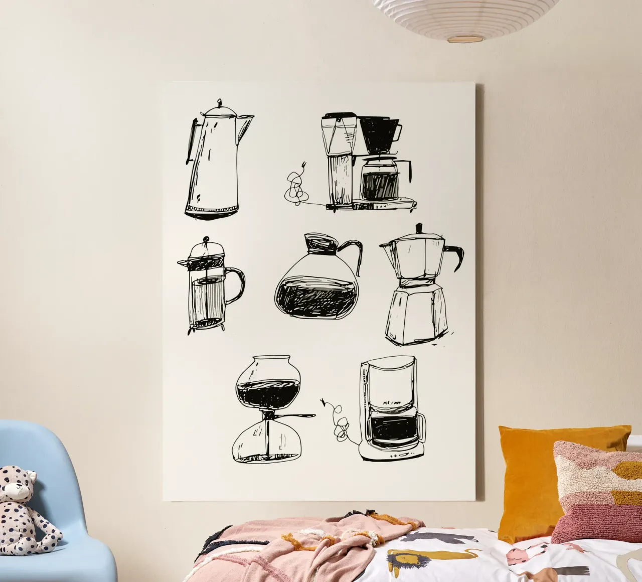 collection of drawn coffee canvas met Baklijst van ramosashop