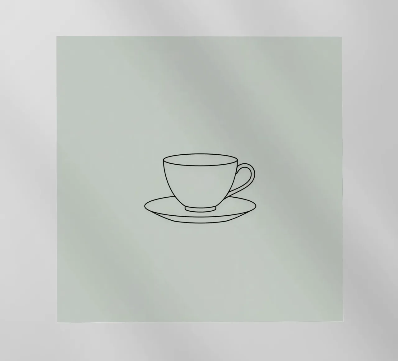 Semplice schizzo di una tazza da tè su un piattino esposto su un minimo pellicola backlit da DesignDoodle