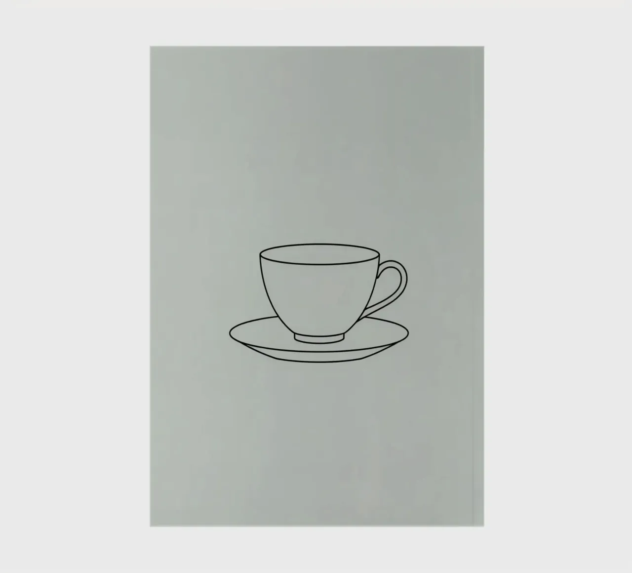 Simple sketch of a tea cup on a saucer displayed on a minima notebook by DesignDoodle