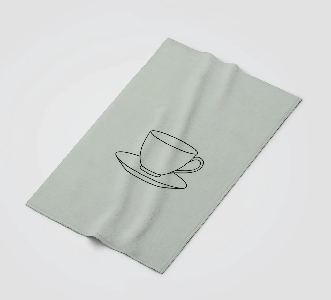 Semplice schizzo di una tazza da tè su un piattino esposto su un minimo coperta in pile da DesignDoodle