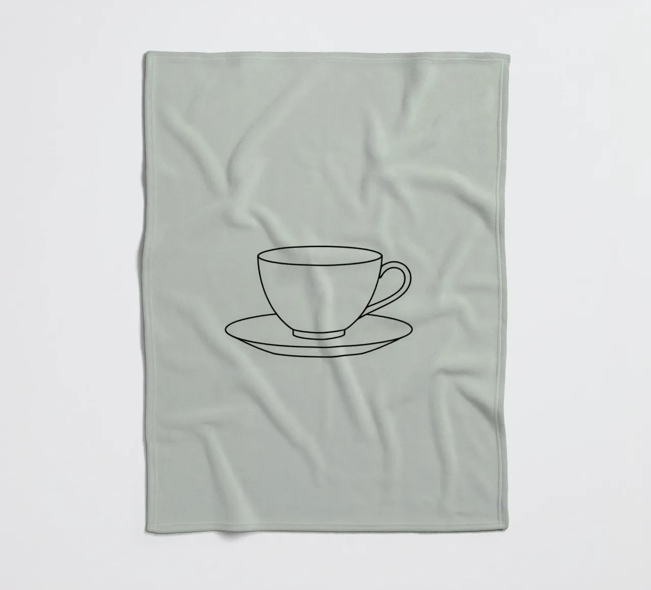 Semplice schizzo di una tazza da tè su un piattino esposto su un minimo coperta in pile da DesignDoodle