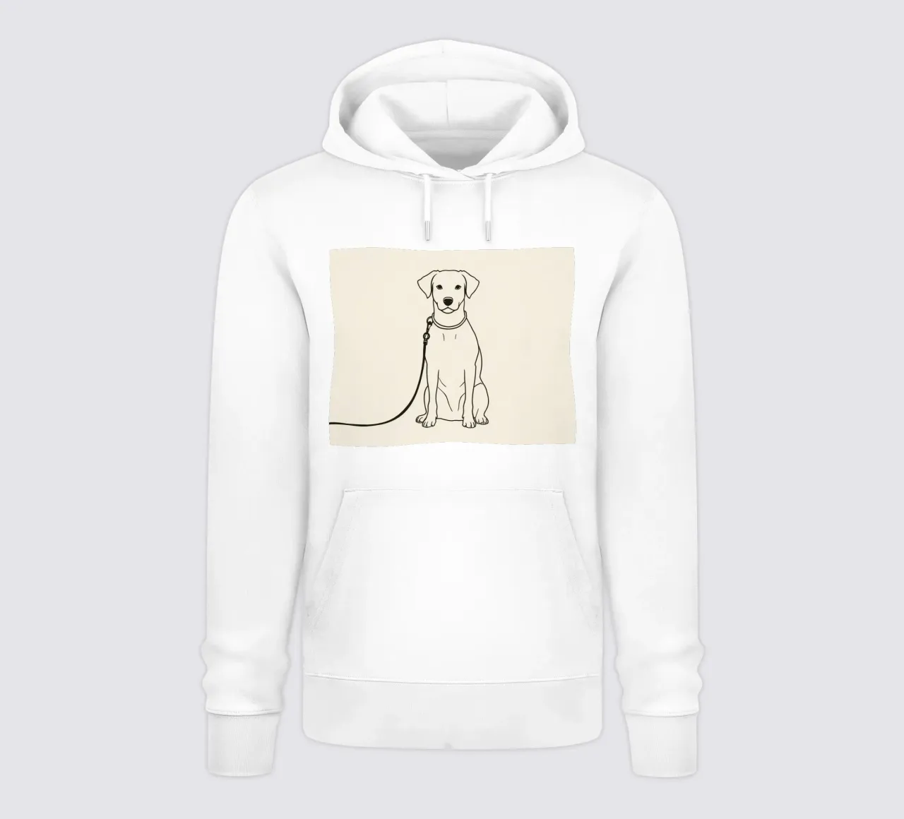 Perro sentado pacientemente con correa esperando al aire libre a que su dueño sudadera con capucha de DesignDoodle