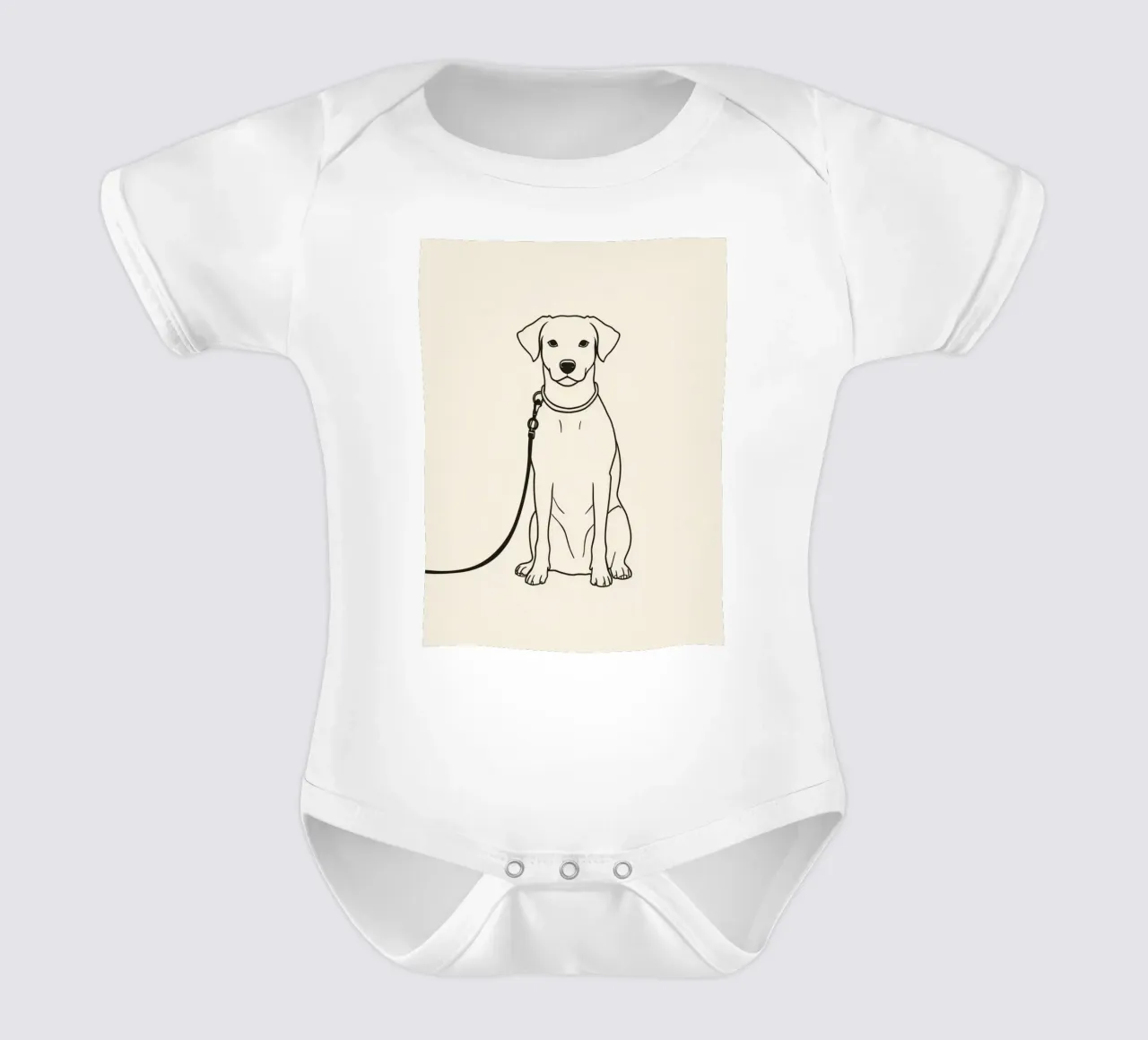 Perro sentado pacientemente con correa esperando al aire libre a que su dueño body de bebé de DesignDoodle
