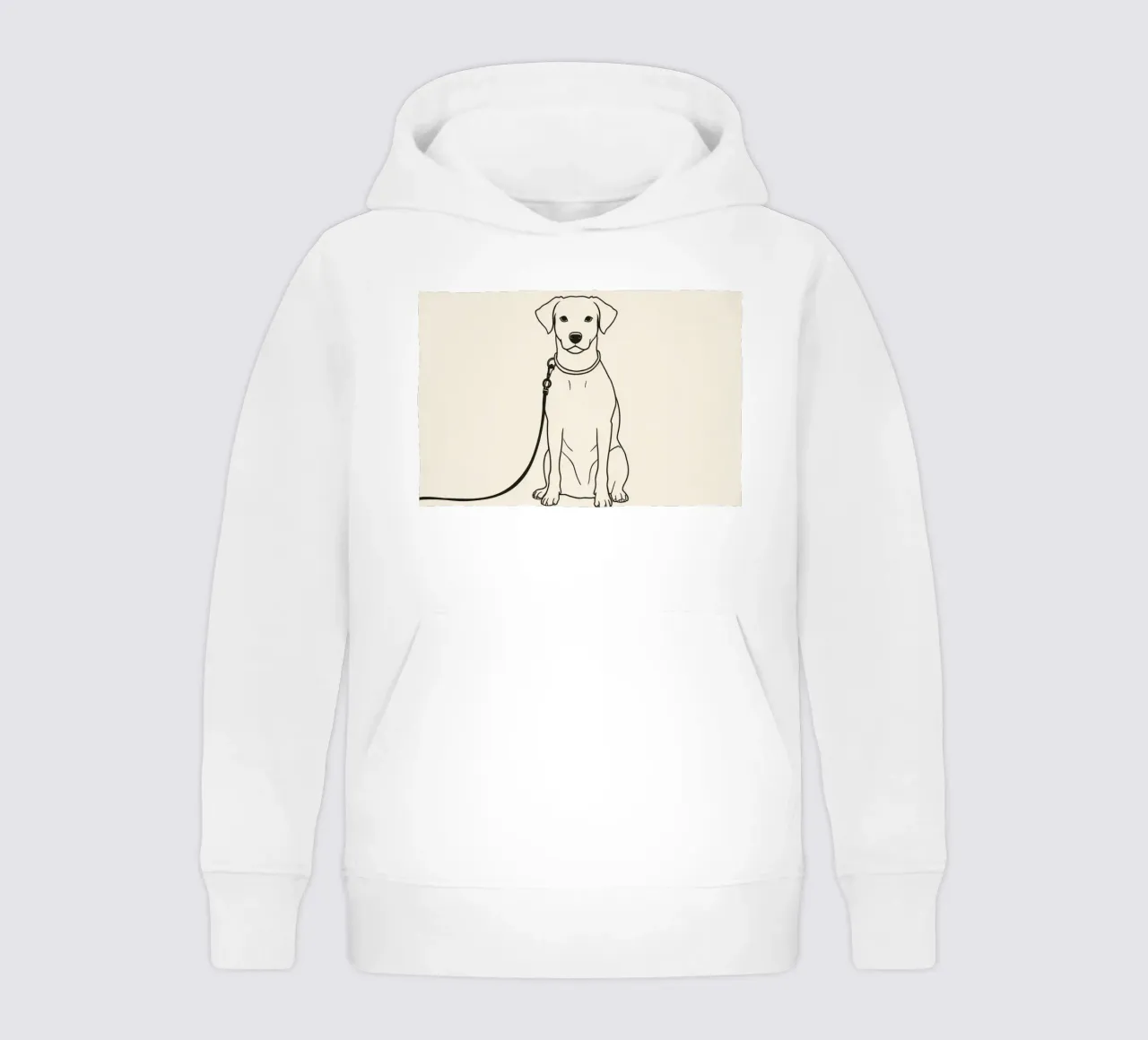 Chien assis patiemment en laisse attendant à l'extérieur l'arrivée de son maître. sweat à capuche enfant de DesignDoodle