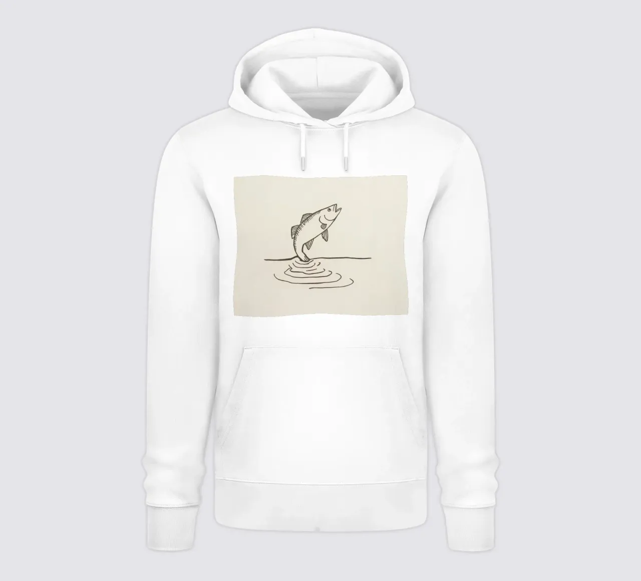 Pesci che saltano sopra l'acqua in un ambiente naturale che mette in evidenza felpa con cappuccio da DesignDoodle