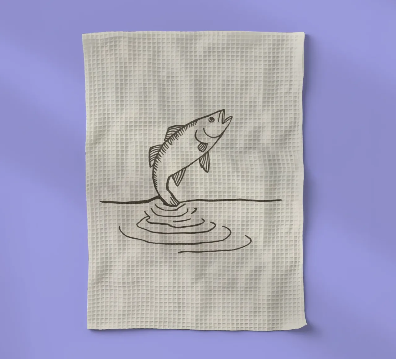 Poissons sautant au-dessus de l'eau dans un cadre naturel mettant en valeur torchon de DesignDoodle