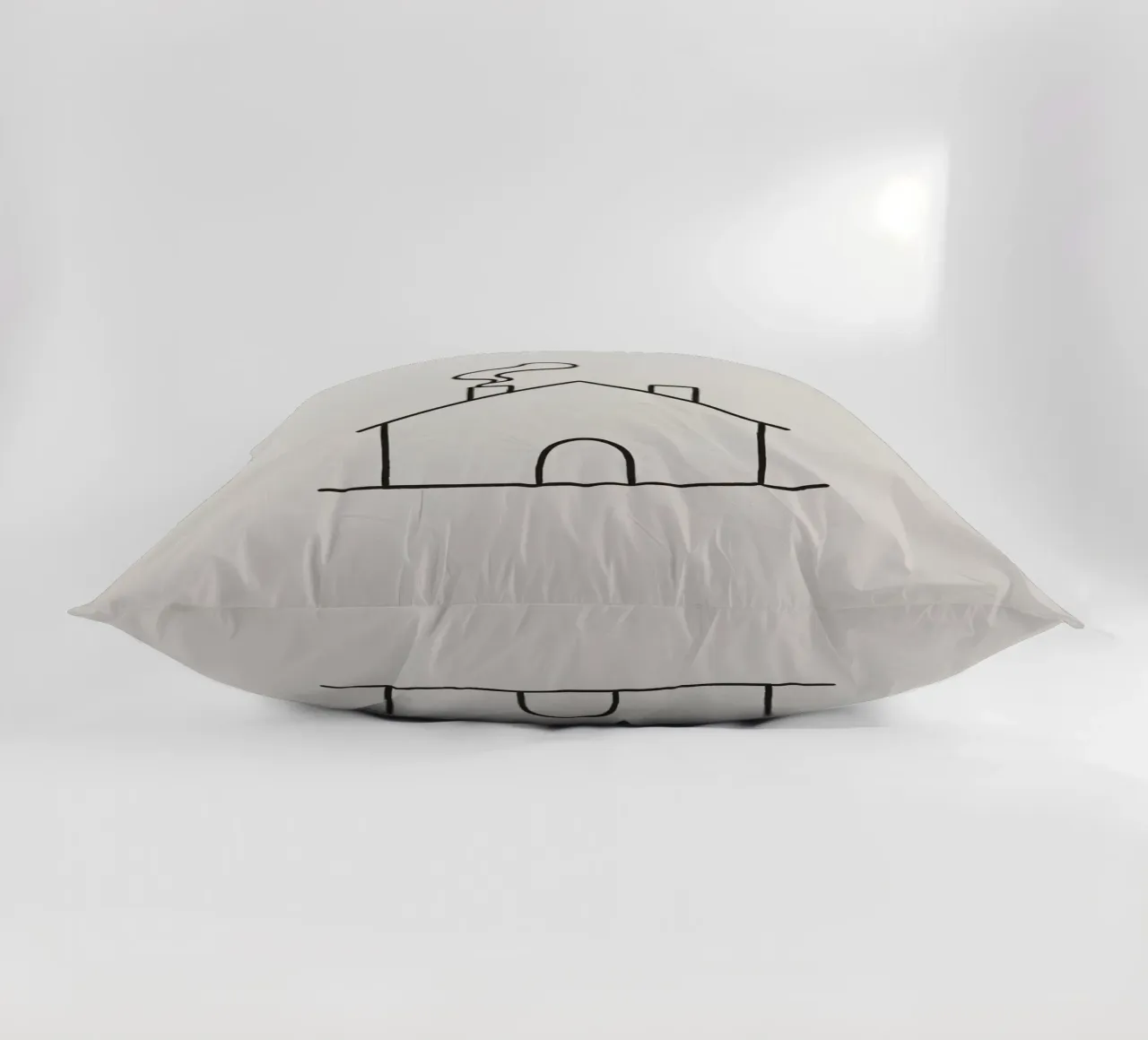 Simple outline of a house with smoke rising from the chimney decorative cushion by DesignDoodle