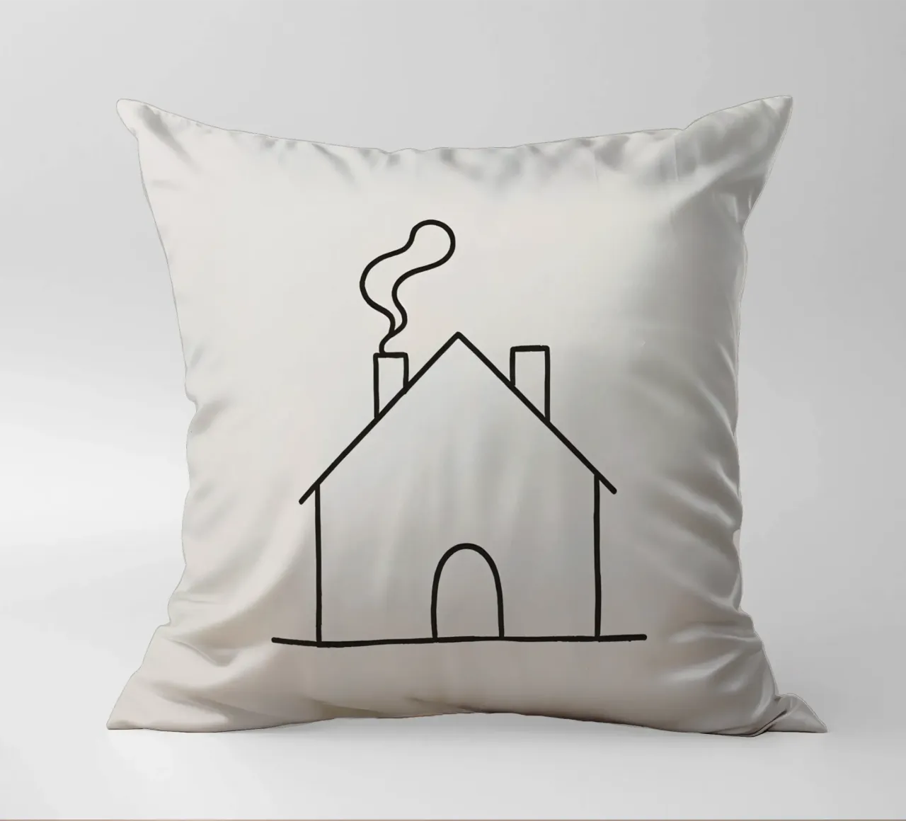 Simple outline of a house with smoke rising from the chimney decorative cushion by DesignDoodle