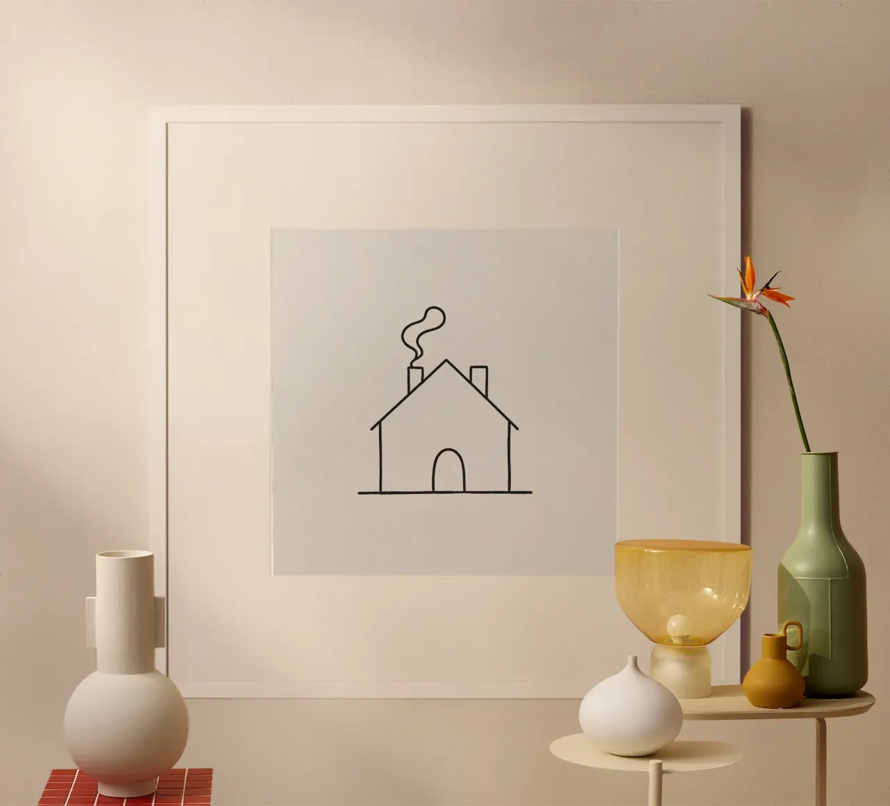 Semplice sagoma di una casa con fumo che sale dal camino carta hahnemühle da DesignDoodle