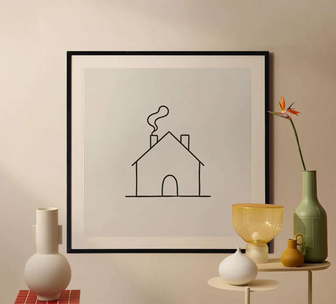 Semplice sagoma di una casa con fumo che sale dal camino carta hahnemühle da DesignDoodle
