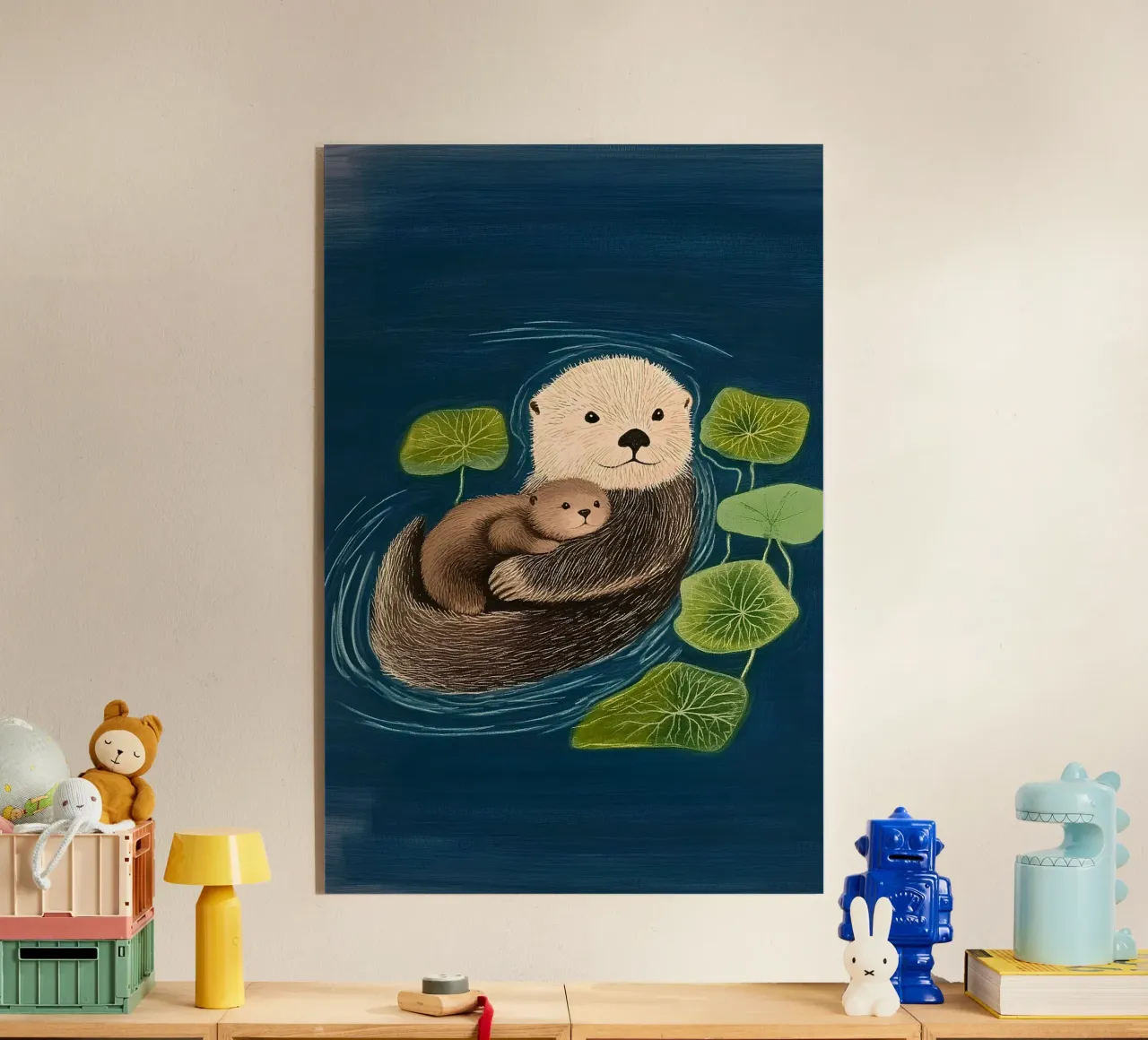 Mama Otter acrylic glass by Curious Canvas