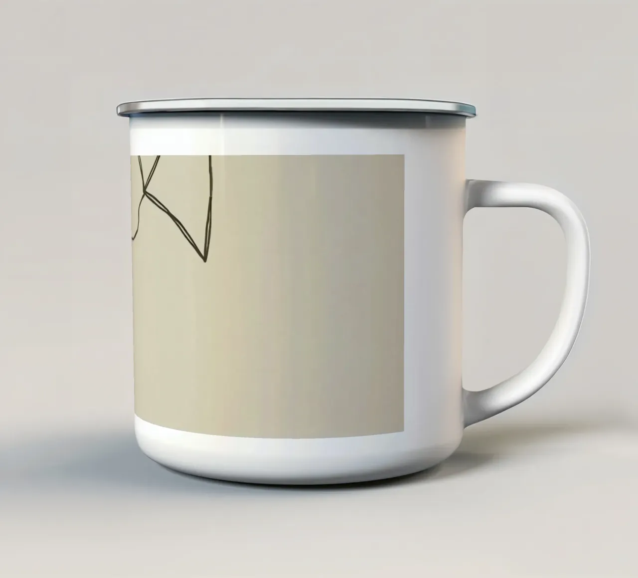 Aquilone che si libra in volo con una coda fluente attaccata, mostrando una gioiosa tazza in smalto da DesignDoodle
