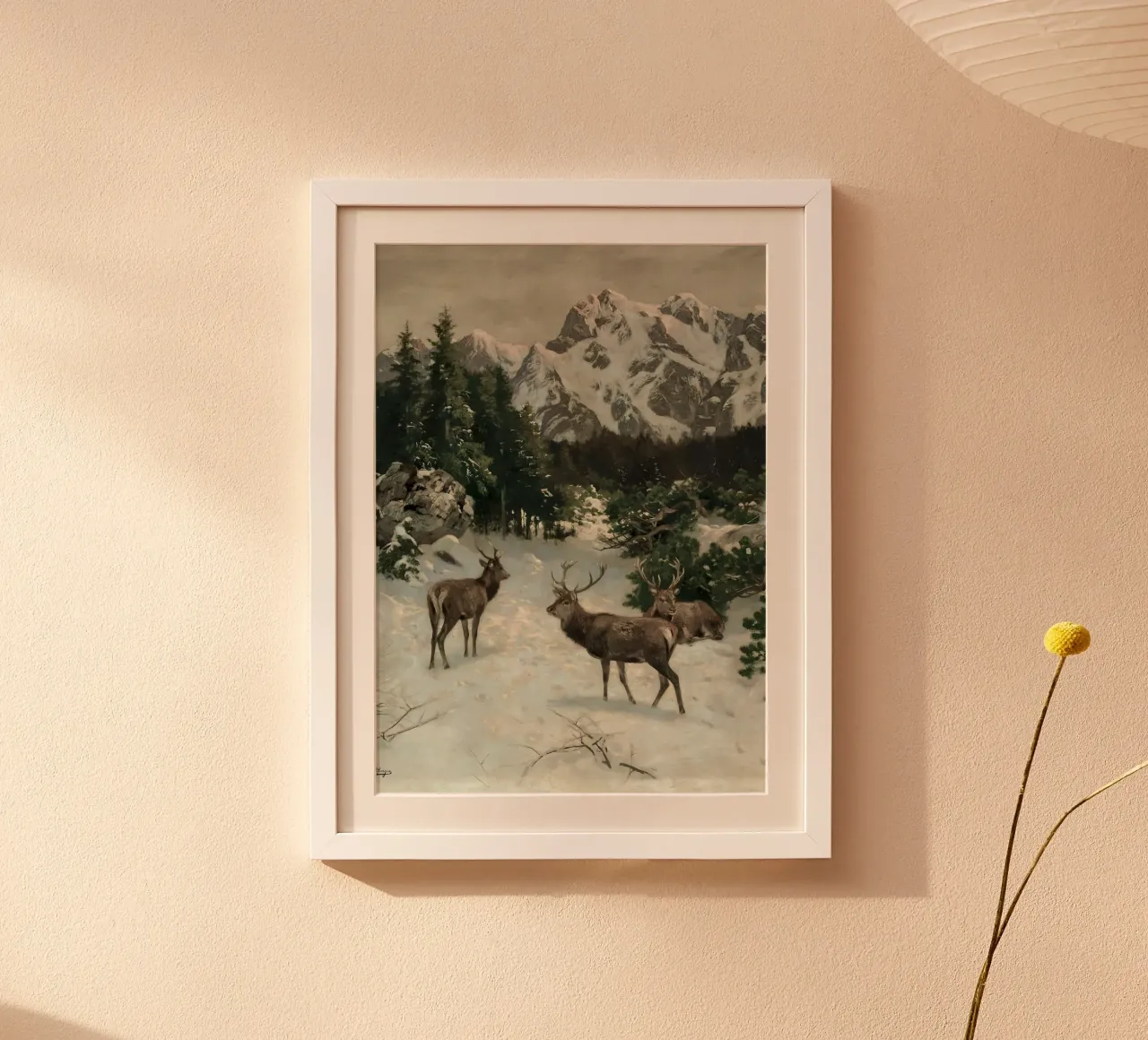 Cervi nelle Alpi innevate - Maestosa arte faunistica invernale poster da ClubArt