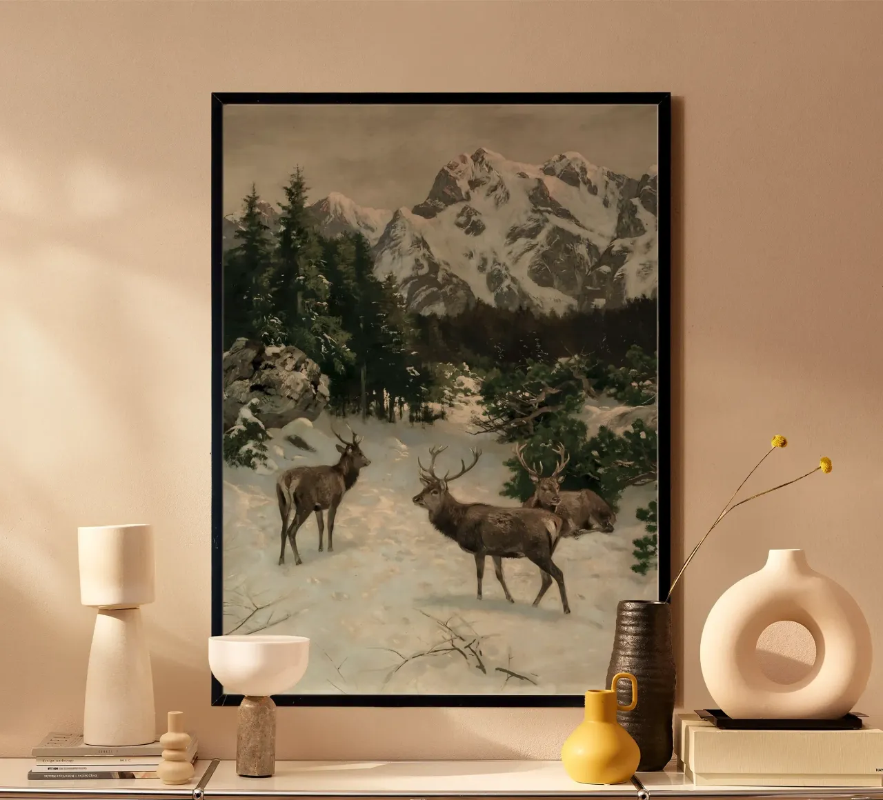 Cervi nelle Alpi innevate - Maestosa arte faunistica invernale poster da ClubArt