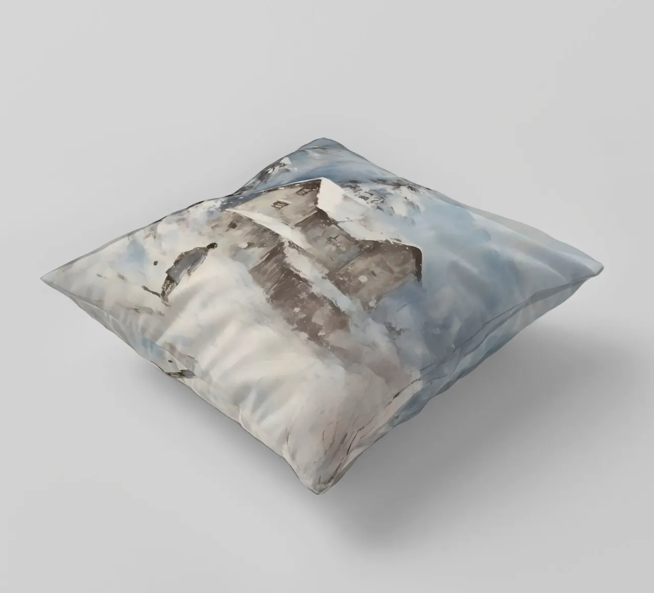 Cottage isolato e innevato - Arte del paesaggio invernale rustico cuscino da ClubArt