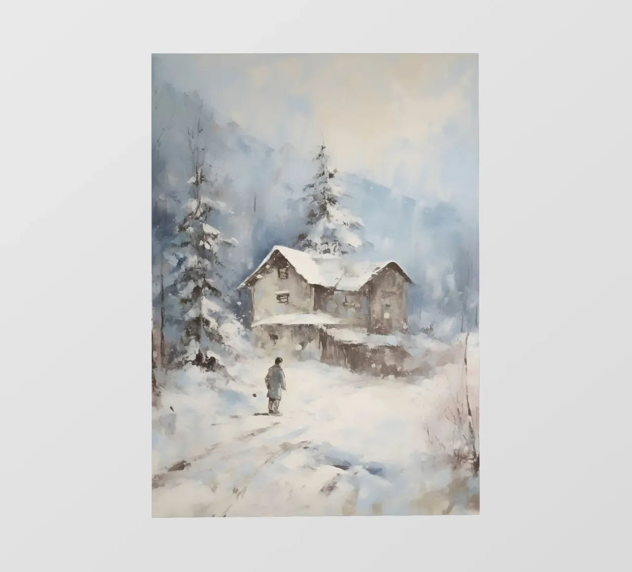 Cottage isolato e innevato - Arte del paesaggio invernale rustico pellicola backlit da ClubArt