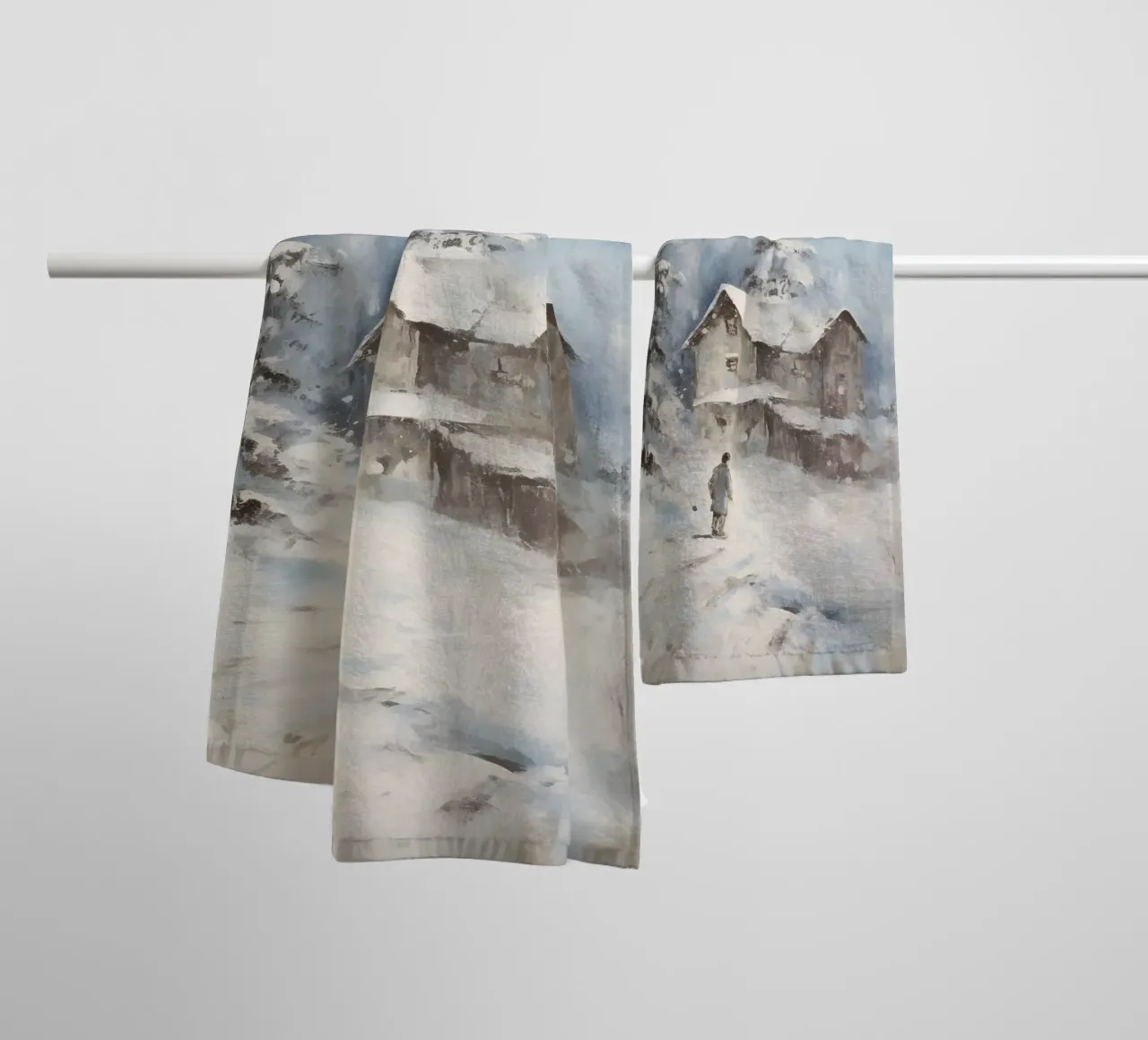 Casa aislada en la nieve - Paisaje rústico de invierno toalla de baño de ClubArt