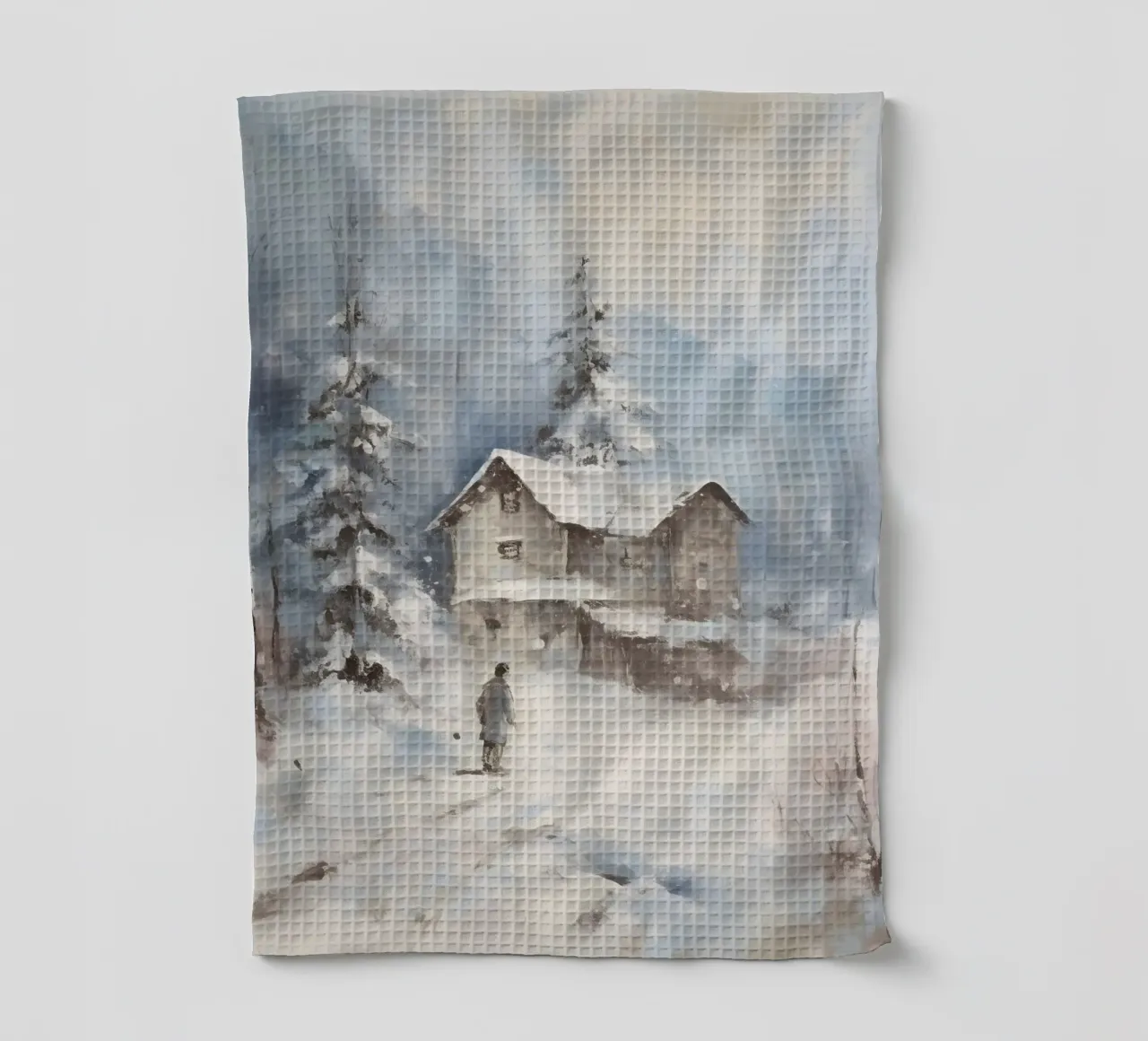 Cottage isolato e innevato - Arte del paesaggio invernale rustico canovaccio da cucina da ClubArt