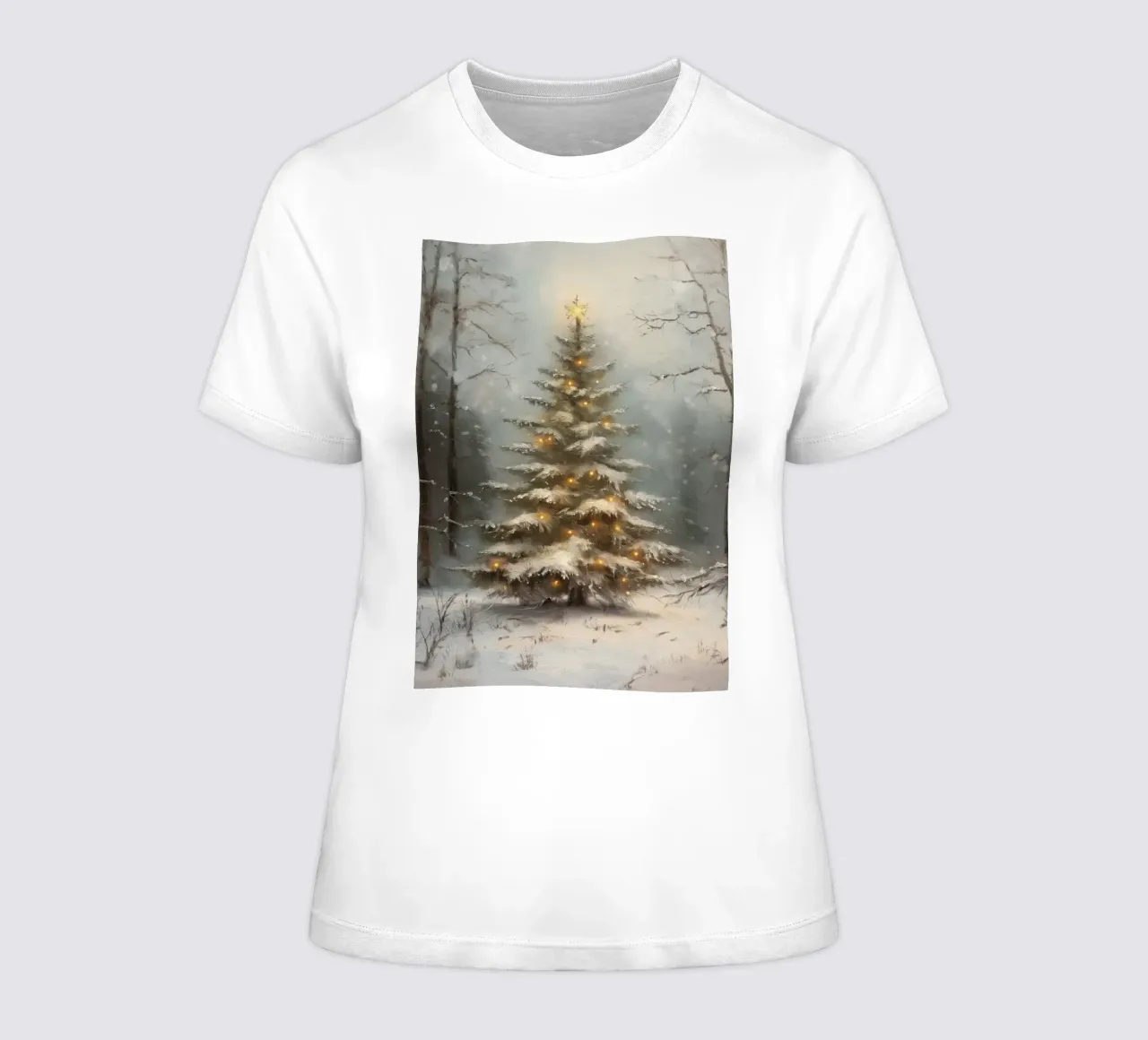 Verzauberter verschneiter Weihnachtsbaum - Glühender Winterwald Frauen T-Shirt von ClubArt