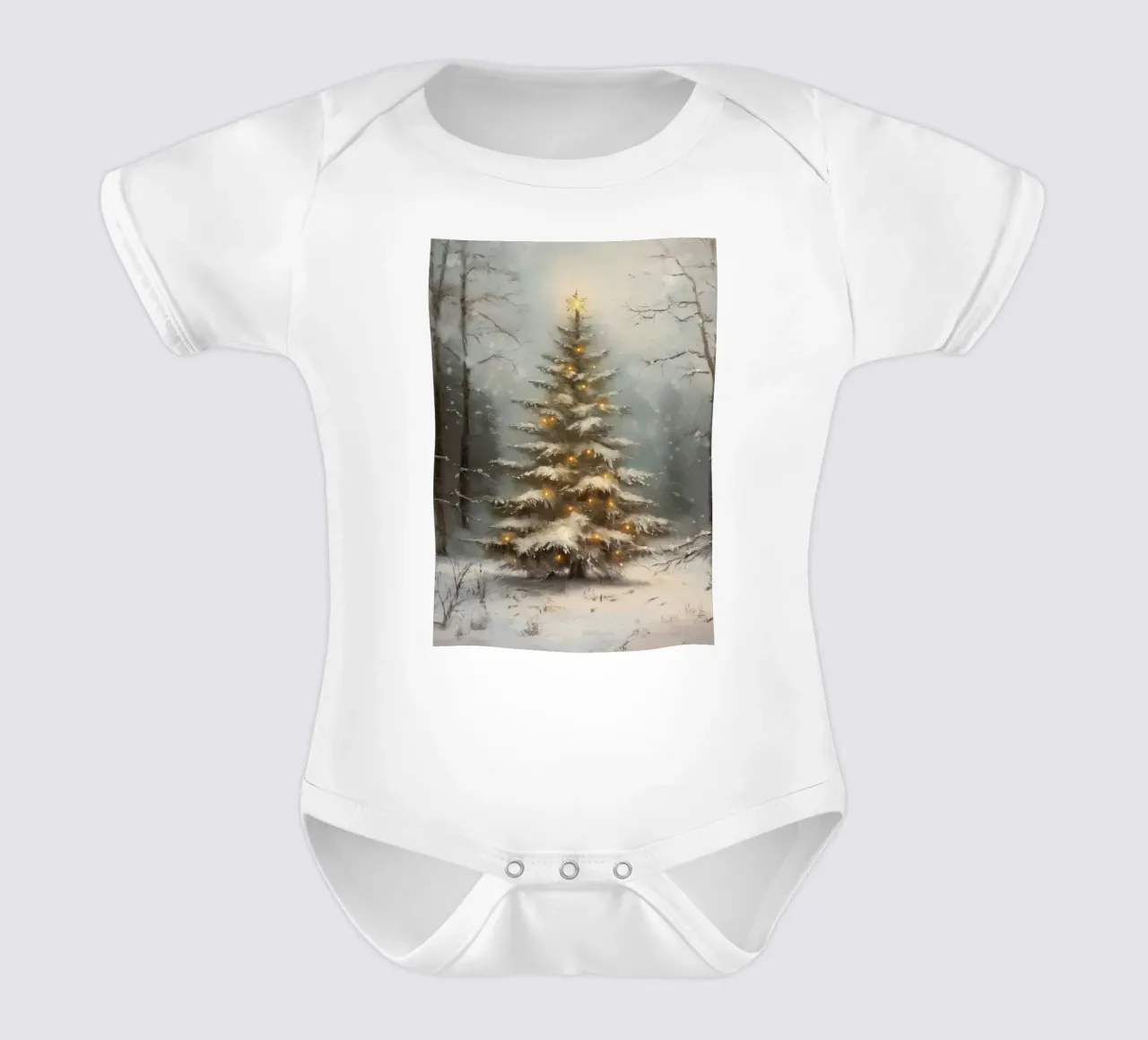 Sapin de Noël enneigé enchanté - Forêt d'hiver lumineuse body bébé de ClubArt