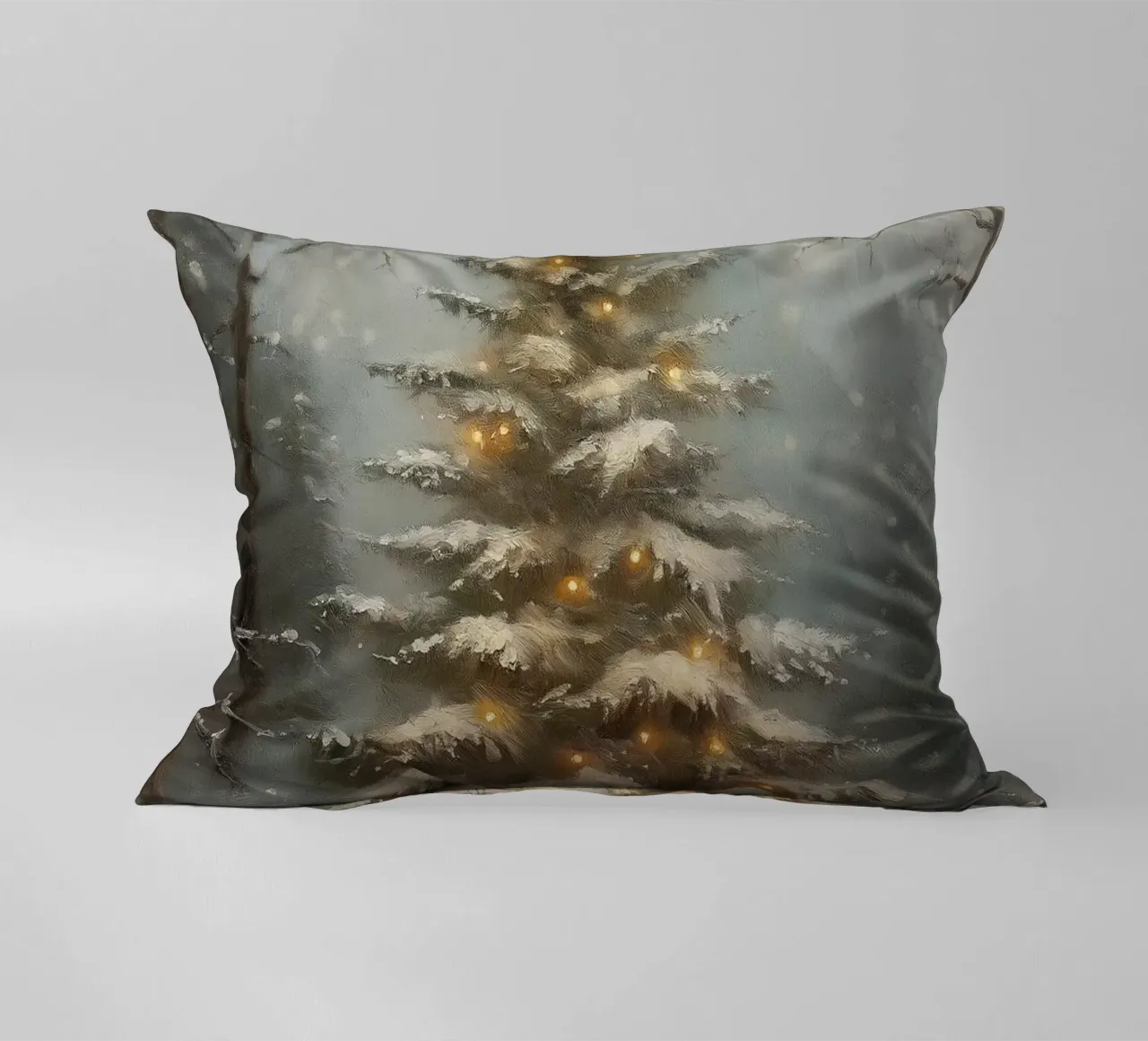Sapin de Noël enneigé enchanté - Forêt d'hiver lumineuse coussin de ClubArt