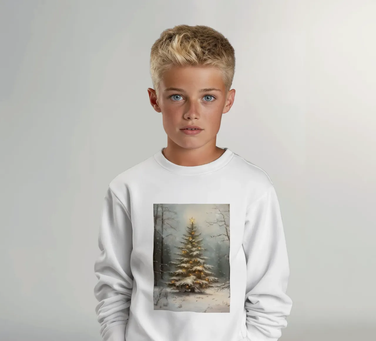 Albero di Natale innevato incantato - Foresta invernale luminosa felpa bambino da ClubArt
