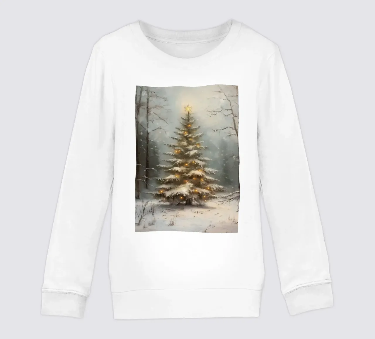 Albero di Natale innevato incantato - Foresta invernale luminosa felpa bambino da ClubArt