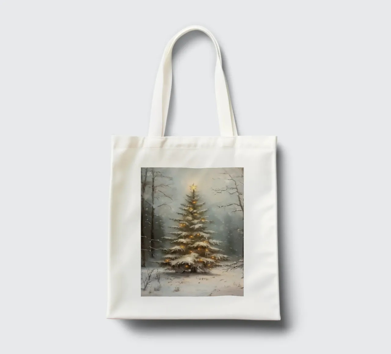 Enchanted Snowy Christmas Tree - Glowing Winter Forest tote bag by ClubArt