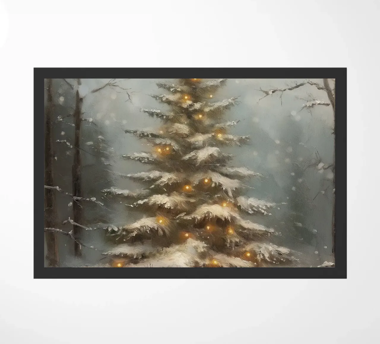 Sapin de Noël enneigé enchanté - Forêt d'hiver lumineuse paillasson de ClubArt