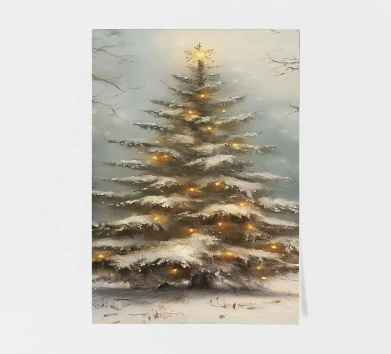 Sapin de Noël enneigé enchanté - Forêt d'hiver lumineuse planche autocollant de ClubArt