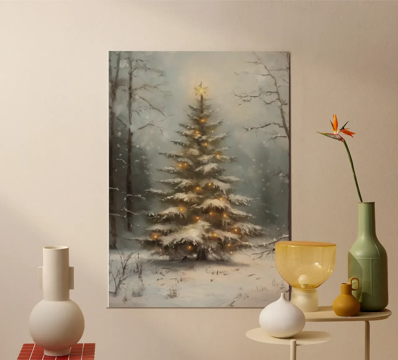 Sapin de Noël enneigé enchanté - Forêt d'hiver lumineuse hahnemühle de ClubArt