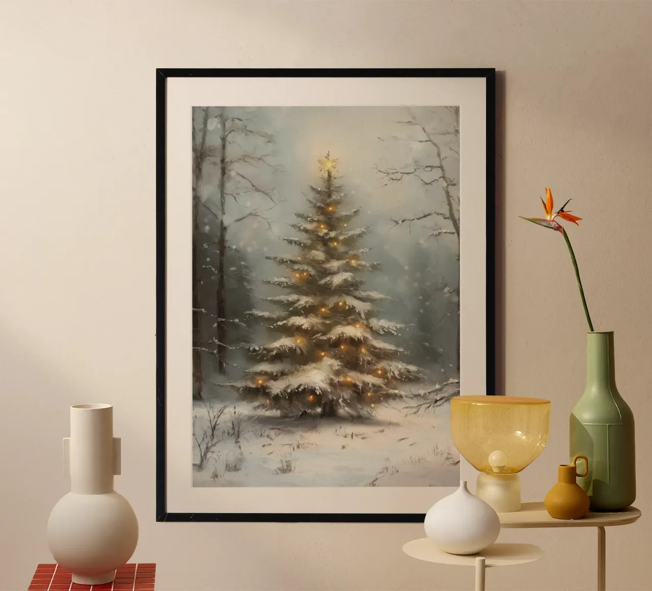 Sapin de Noël enneigé enchanté - Forêt d'hiver lumineuse hahnemühle de ClubArt