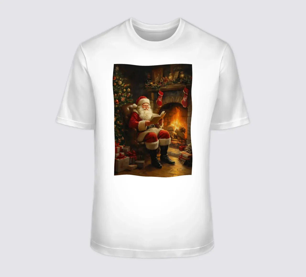 Der Weihnachtsmann am Kamin - Gemütliche Weihnachtserzählkunst T-Shirt von ClubArt