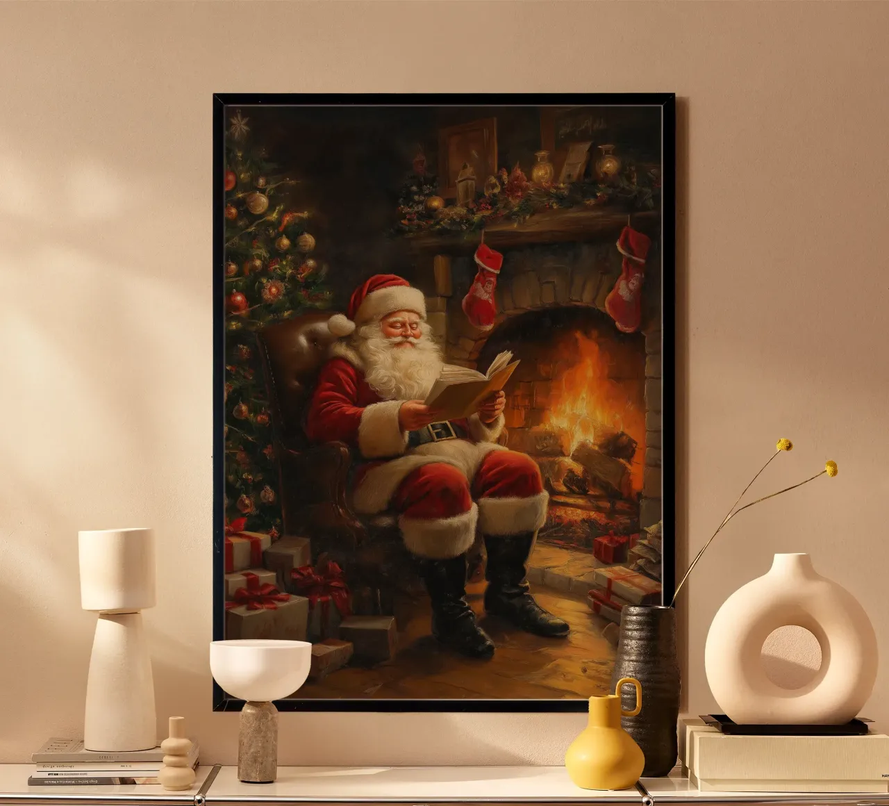 Der Weihnachtsmann am Kamin - Gemütliche Weihnachtserzählkunst Hahnemühle von ClubArt