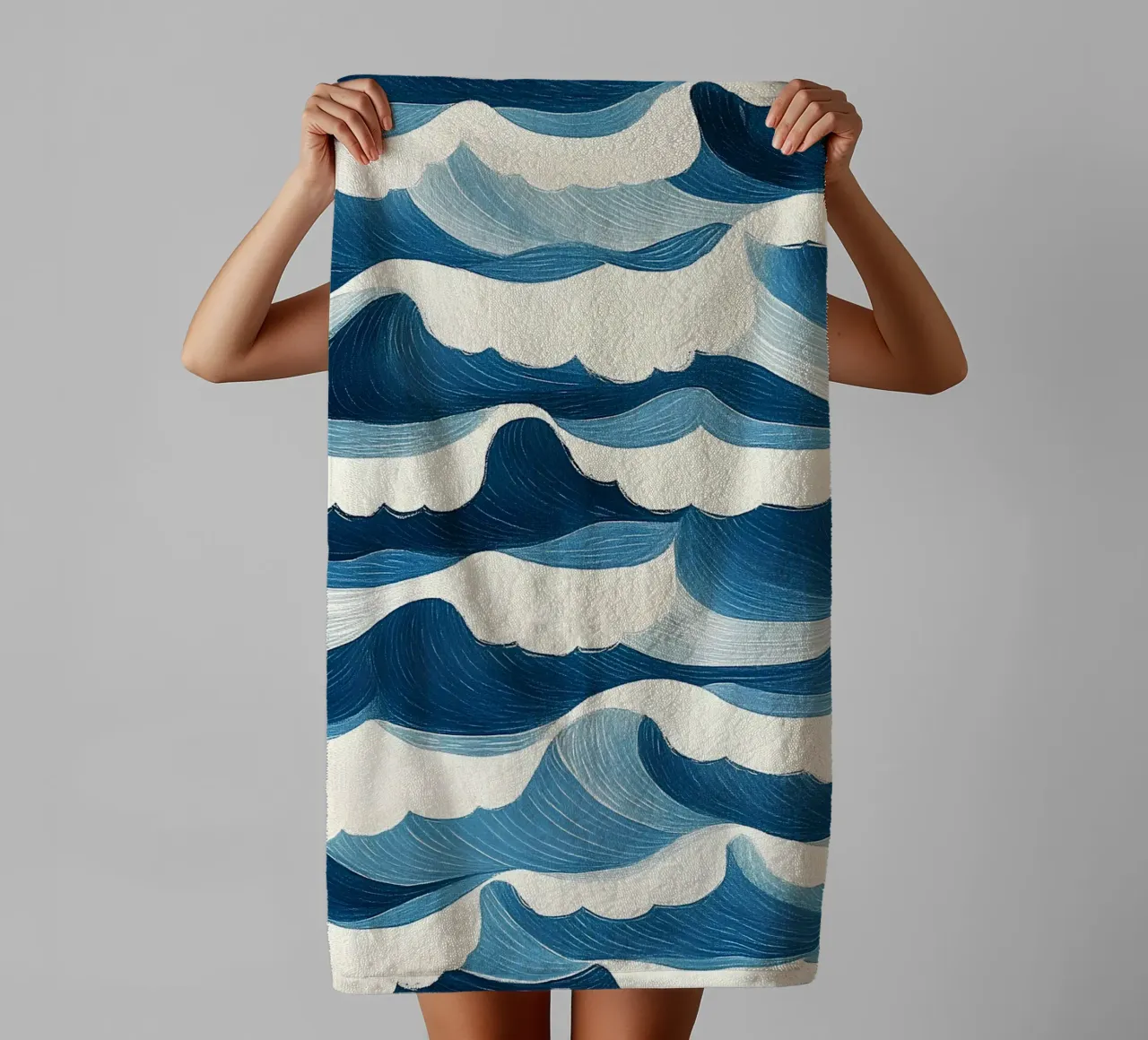 Ocean waves towel by Curious Canvas