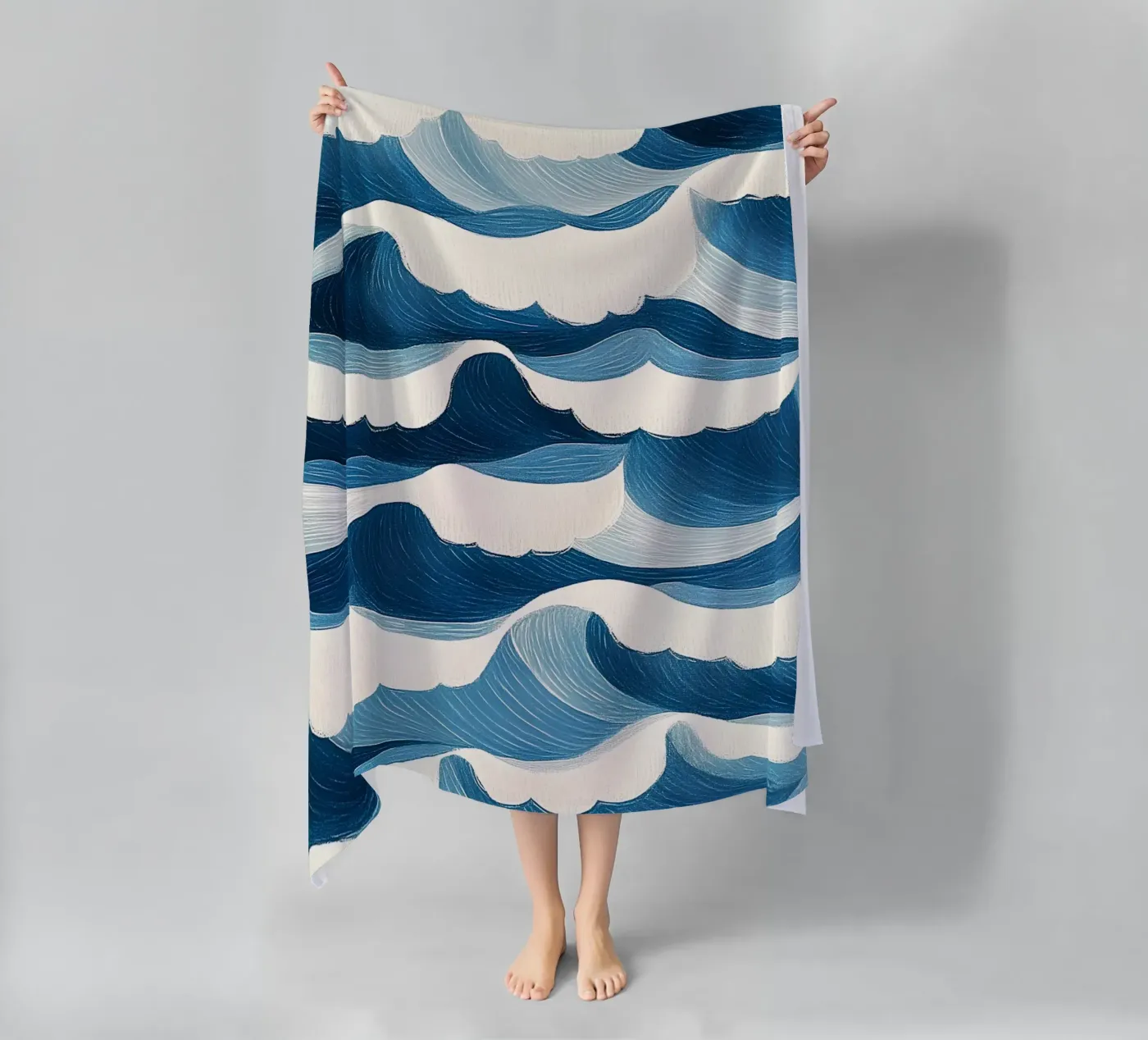 Oceaangolven strandhanddoek van Curious Canvas