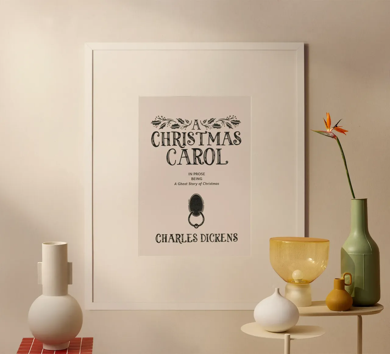 Un canto di Natale - Copertina vintage del libro di Dickens poster con telaio in legno da ClubArt