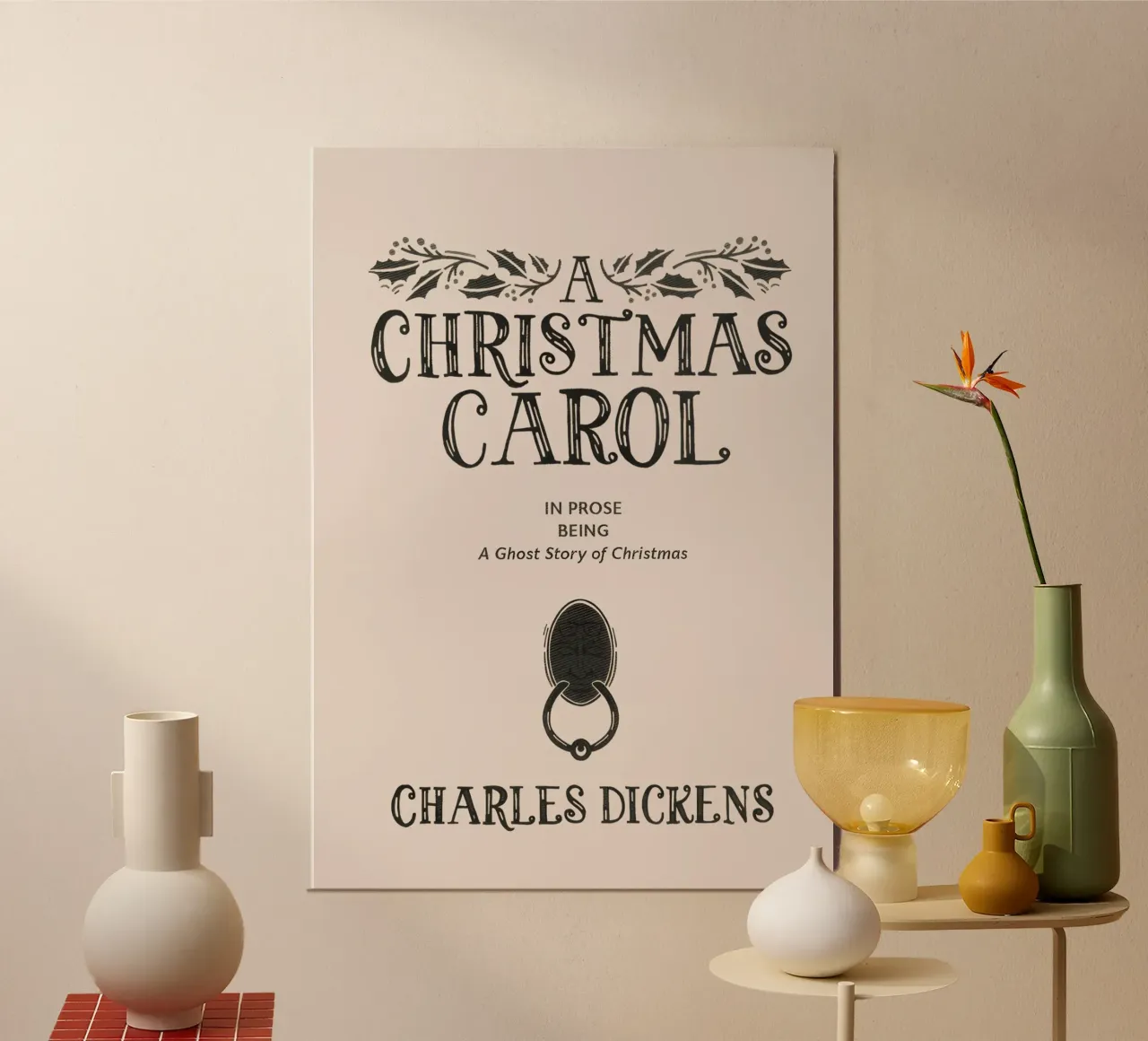 Un canto di Natale - Copertina vintage del libro di Dickens poster con telaio in legno da ClubArt
