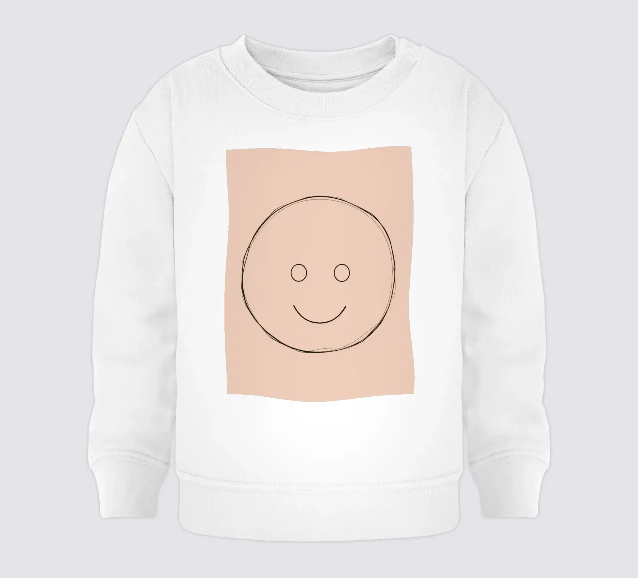 Illustrazione di una semplice faccina sorridente su sfondo color pesca felpa neonato da DesignDoodle